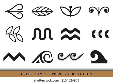 Typical greek motives vector symbols set. Greek geometric art