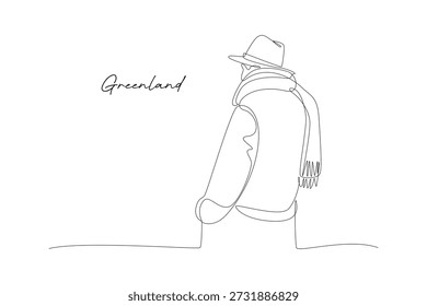 ropa típica de Groenlandia. Todo sobre el concepto de Groenlandia. Diseño de dibujo de una sola línea 4k. Ilustración gráfica