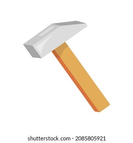 Typical hammer in flat style. Cartoon hammer tool isolated on a white background.