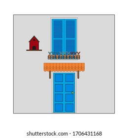 typical italian facade. illustration for web and mobile design.