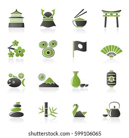 Typical Japan culture icons - vector icon set