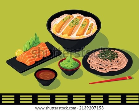typical japanese food and sauces