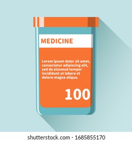 Typical Medical Medicine container bottle in flat design style orange and blue sanitize themed color icon symbol