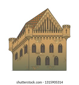 Typical Medieval Castle. Element for the medieval style illustrations. EPS10 vector illustration