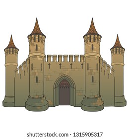 Typical Medieval Castle. Element for the medieval style illustrations. EPS10 vector illustration