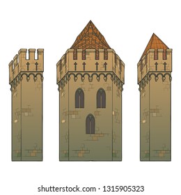 Typical Medieval Castle. Element for the medieval style illustrations. EPS10 vector illustration