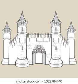 Typical Medieval Castle. Element for the medieval style illustrations. EPS10 vector illustration