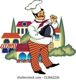 A typical Mediterranean town and chef