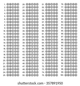 A Typical Multiple Choice Answer Sheet , Vector Illustation