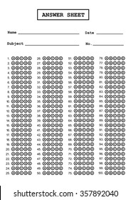 Typical Multiple Choice Answer Sheet Vector Stock Vector (Royalty Free ...