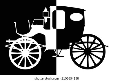 A typical old style Victorian or Georgian style British carriage split to black and white