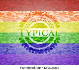 Typical on mosaic background with the colors of the LGBT flag