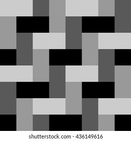 Typical parquet pattern. Black and white decorative tiles. Modern zigzag texture. Abstract stylish background. Repeating geometric tiles. Vector seamless patterns.