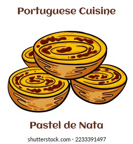 Typical Portuguese custard pies - "Pastel de Nata" or "Pastel de Belem". traditional portuguese pastry.