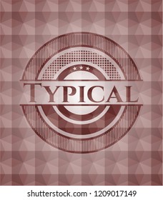 Typical red badge with geometric background. Seamless.