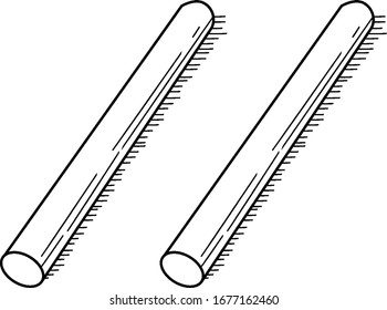 A typical representation of 2 sticks that can be used when teaching counting, grouping, and place value, vintage line drawing or engraving illustration.