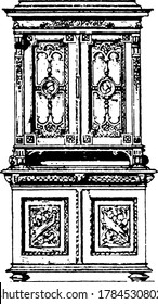 A typical representation of a, Modern cabinet, vintage line drawing or engraving illustration.