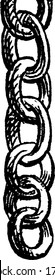 A typical representation of a chain, a series of links or rings, connected together, used for various purposes like, for fastening or securing something, or for pulling and lifting loads, vintage