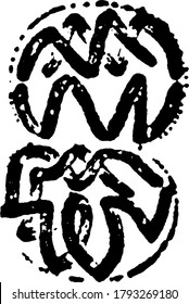 A typical representation of the colonies of Myconostoc enveloped in diffluent matrix, similar to the shape of spirals, vintage line drawing or engraving illustration.