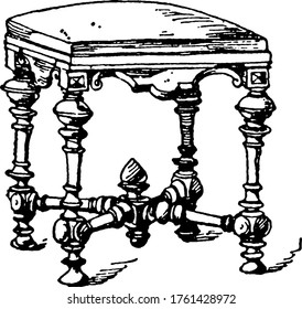 Uma representação típica de um banquinho moderno, vintage desenho de linha ou gravura ilustração.