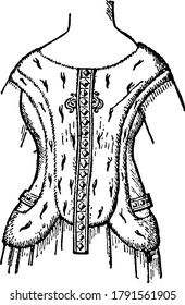 A typical representation of the part of Statue of Jean de Bourbon, from St. Denis, 1379, vintage line drawing or engraving illustration.