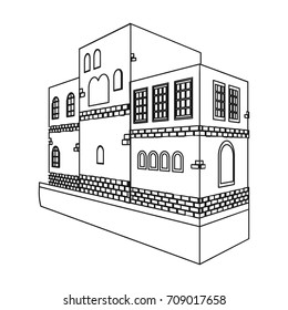 Typical Scandinavian building. Architectural construction single icon in outline style vector symbol stock illustration web.