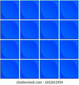 Typische nahtlose Set von blauem Keramikbad oder Wandfliesen mit weißem Hintergrund auf weißem Hintergrund