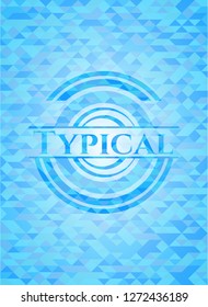 Typical sky blue emblem with triangle mosaic background