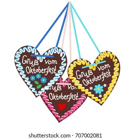 Typical Souvenir Oktoberfest Munich Gingerbreadheart Lebkuchenherz Stock Vector Royalty Free