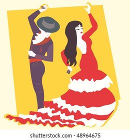 typical spanish flamenco vector illustration