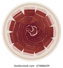 Typical Spanish Food: Iberian Ham. Vector Illustration