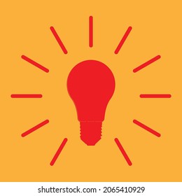 A typical standard light bulb shape in red over an orange background