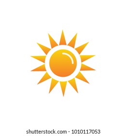Typical sunshine or sunny icon with rays of sun beating