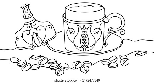 
Typical Turkish style cup of coffee. EPS10vector illustration. Vector background
 
