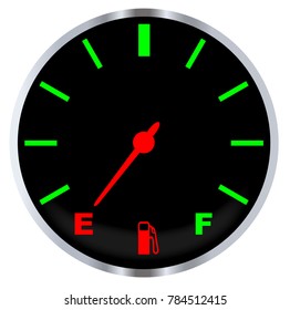 A typical vehicle fuel gauge at the empty mark
