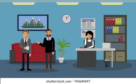 Typical working day in the office.Vector illustration.