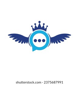 Typing in a chat bubble icon with wings. Creative chat logo design template.