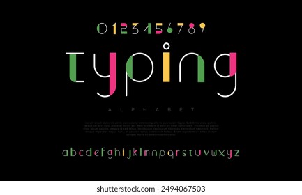 Typing creative modern geometric urban alphabet font. Digital abstract futuristic, game, techno, robot, music, logo, sport, minimal technology typography. Simple numeric vector illustration
