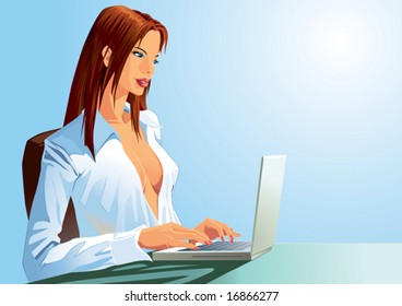 typing girl
