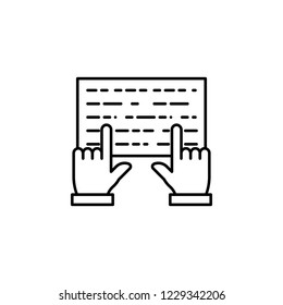 Typing with hands  icon. Element of editorial design icon. Thin line icon for website design and development, app development. Premium icon