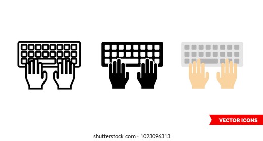 Typing Icon Of 3 Types: Color, Black And White, Outline. Isolated Vector Sign Symbol.