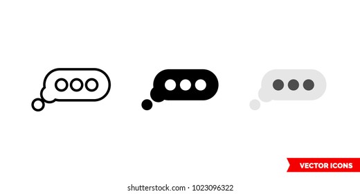 Typing icon of 3 types: color, black and white, outline. Isolated vector sign symbol.
