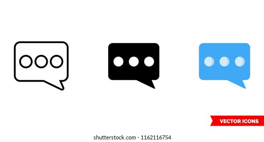 Typing icon of 3 types: color, black and white, outline. Isolated vector sign symbol.