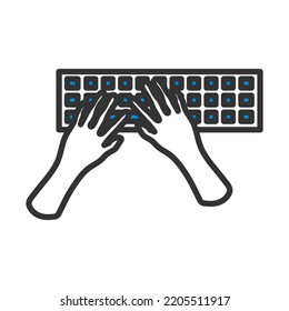 Typing Icon. Editable Bold Outline With Color Fill Design. Vector Illustration.