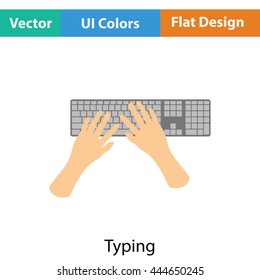 Typing icon. Flat color design. Vector illustration.