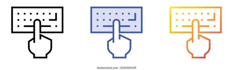typing icon. Linear, Blue Fill and Gradient Style Design Isolated On White Background