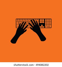 Typing icon. Orange background with black. Vector illustration.