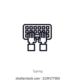 Typing icon. Outline style icon design isolated on white background