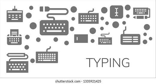 typing icon set. 11 filled typing icons.  Simple modern icons about  - Keyboard, Type, Typing
