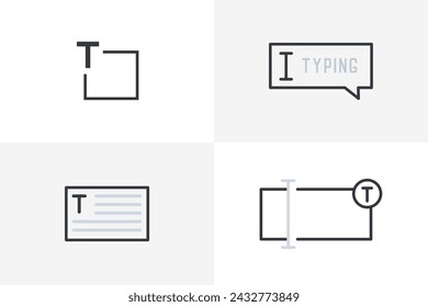 Typing icon set with textarea. Type Text icon bundle
